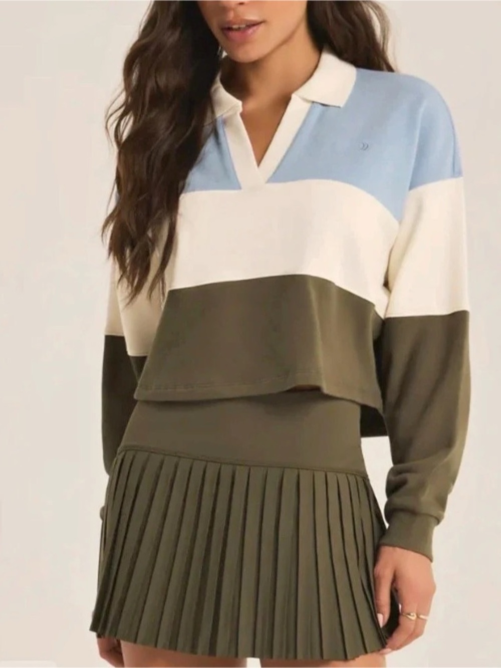 Z Supply Player Collar Cropped Shirt. Size XS